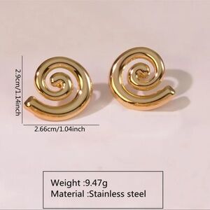 Gold Spiral Stainless Steel Earrings